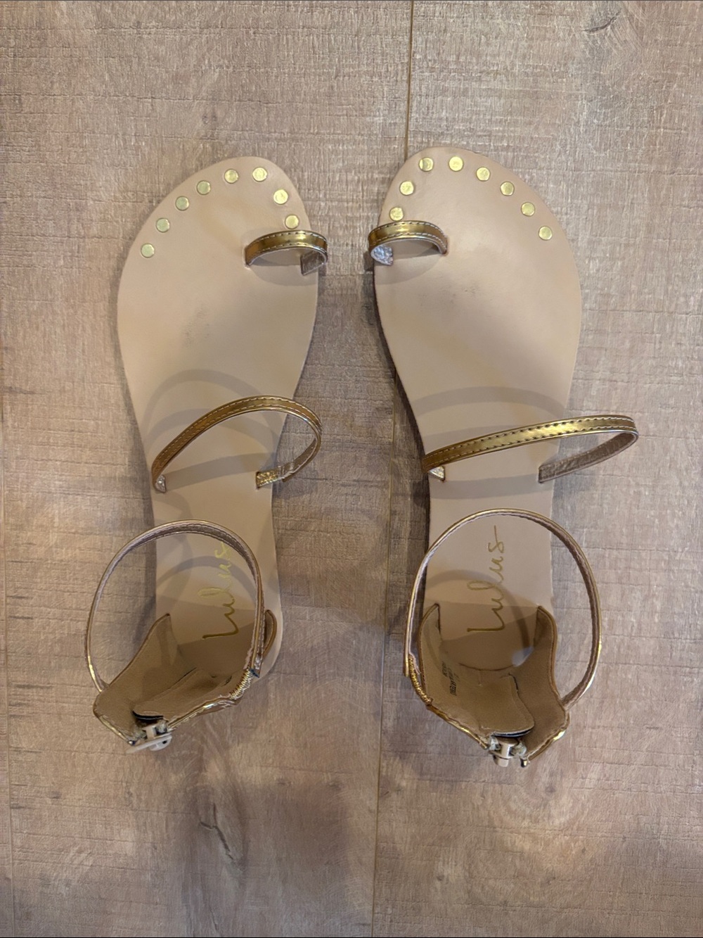 Lulus minimalist gold toe loop sandals